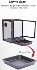 TERRARIUM 32x32x46cm + KUWETA CZARNE AKRYL+SIATKA SCREEN REPTI GOOD
